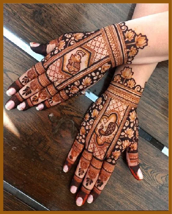 Artistic Stylish Back Hand Peacock And Elephant Mehndi Design